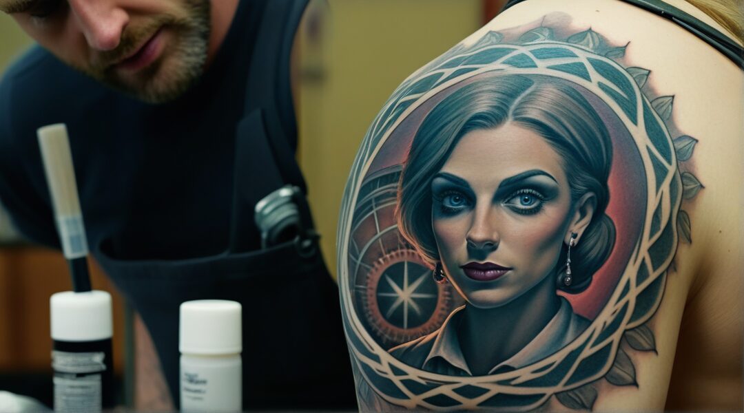 3D Tattoo abstrakte Formen, die besonders realistisch und lebendig dargestellt 