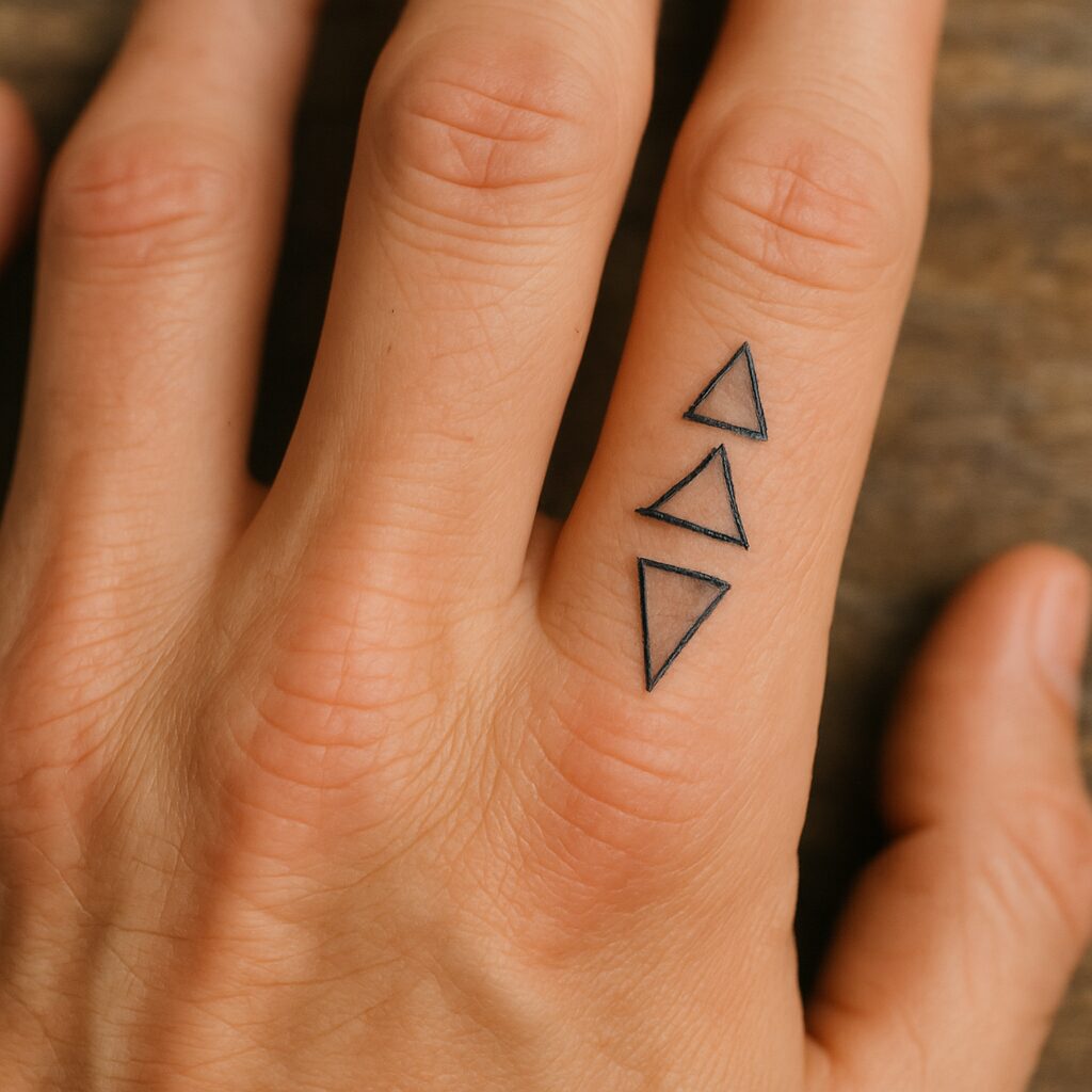 Finger Tattoo im Fineline-Stil mit Pfeil und Federn auf der Hand einer Frau, gestochen bei EB-Tattoo in St. Gallen