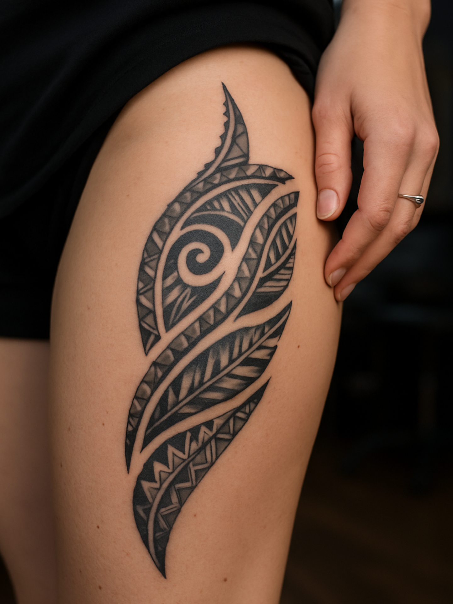 Realistic Tattoo mit floralen Motiven auf der Schulter und dem Oberarm, detailreiche Sonnenblumen und Blätter.