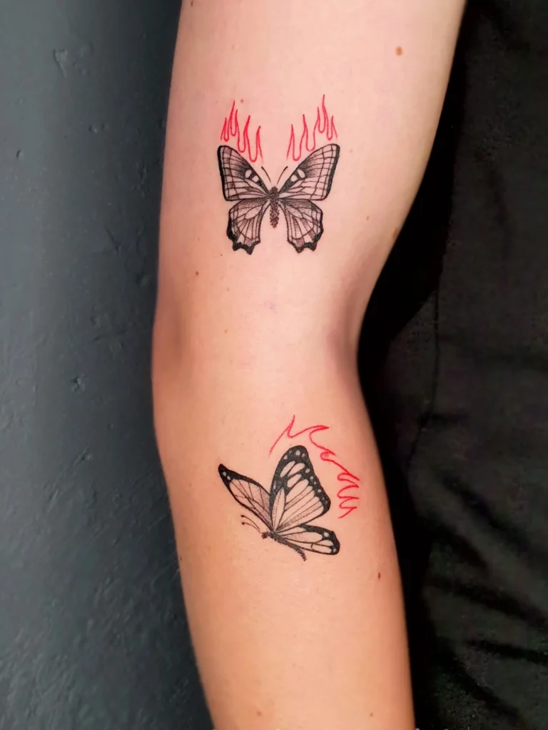 Brennende Schmetterlinge auf Arm Tattoo