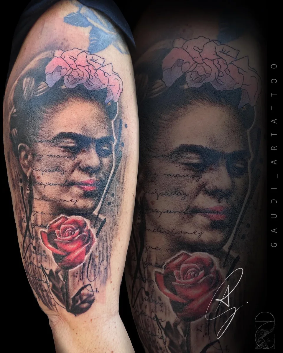 Frida Kahlo Portrait in Farbe, von Alessandro